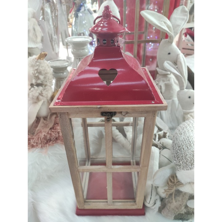 Lanterna in legno e ferro cuore piccola 19 x 50 cm |…