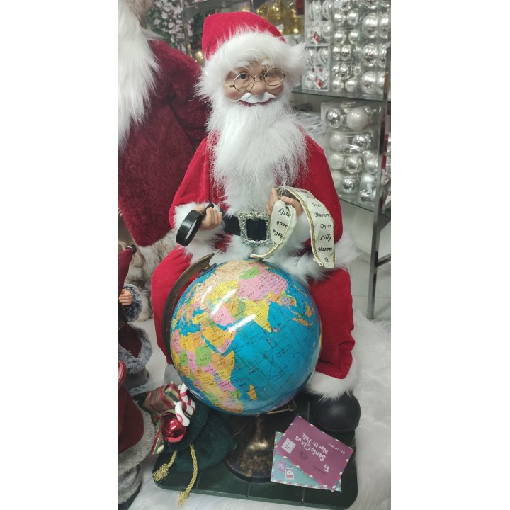Babbo natale con mappamondo sonoro e movimento 60 cm |…