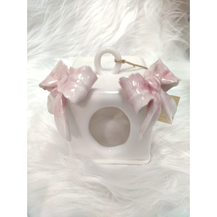 Lanternina con fiocchetti a pois rosa sfumata 10 x 10 cm |…