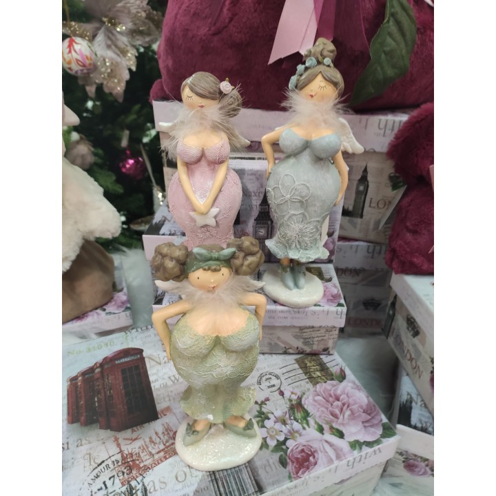 Ragazza formosa rosa con piume 21 cm | CarinCasa