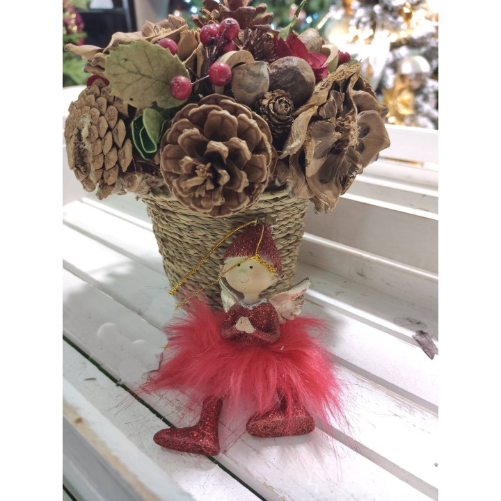 Addobbo angelo piccolo rosso 8 x 14 cm | CarinCasa