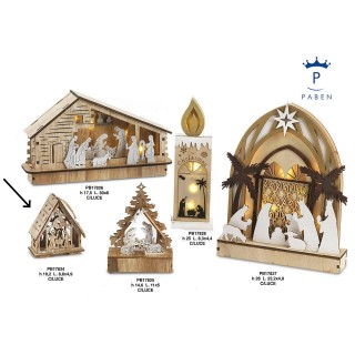 Casetta natività stilizzata legno-luce 10,2 cm | CarinCasa