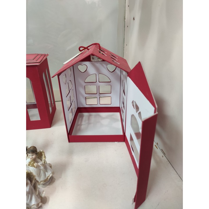 Casetta rossa con led 12 x 12 x 20 cm | CarinCasa