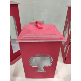 Lanterna albero piccolo rossa 7,5 x 7,5 x 12 cm | CarinCasa