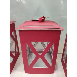 lanterna X rossa con led 10 x 10 x 17 cm | CarinCasa