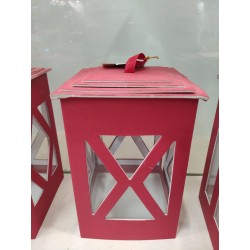 lanterna X rossa con led 10 x 10 x 17 cm