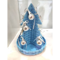 Addobbo albero intrecciato con piatto intreccio tagliato 17 x 22 cm