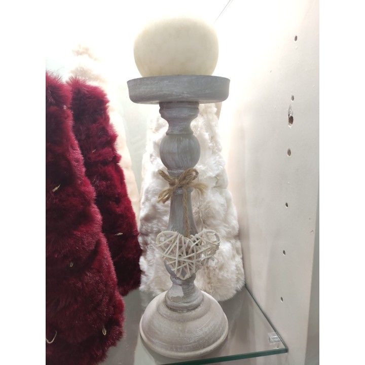 Porta candela in legno con cuore 27 cm | CarinCasa