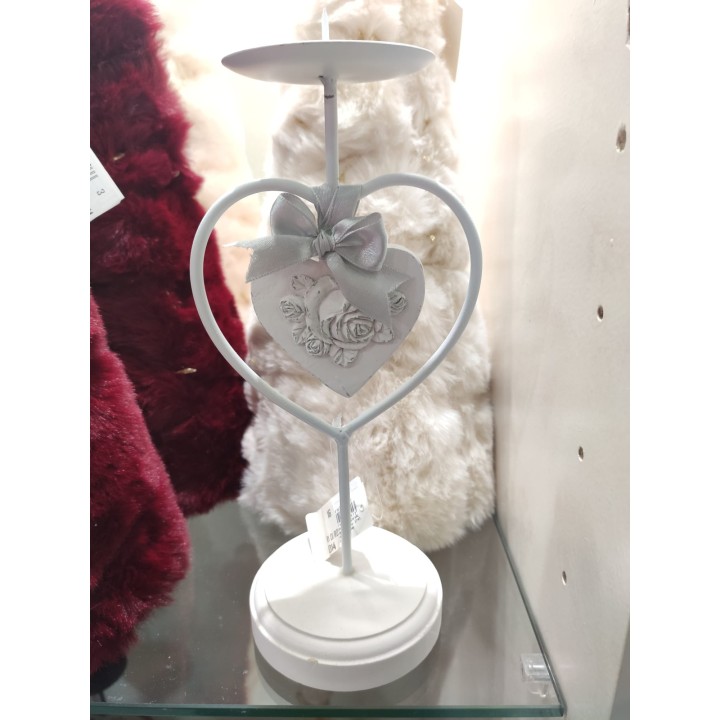 Porta candela in ferro con cuori e rose shabby 10 x 23 cm |…