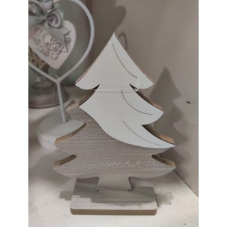 Albero di Natale decorativo in legno di olmo con base, 15 cm