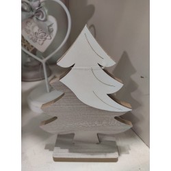 Albero di Natale decorativo in legno di olmo con base, 15 cm