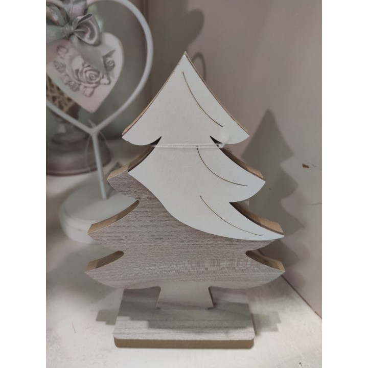 Albero di Natale decorativo in legno di olmo con base, 15 cm