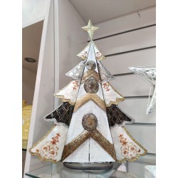 Albero di natale in metallo e legno grande 48 x 34 cm