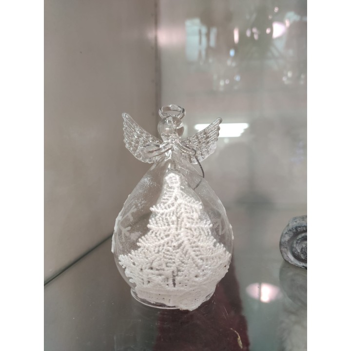 Angelo bombato con decoro albero pizzo 6 x 10 cm | CarinCasa