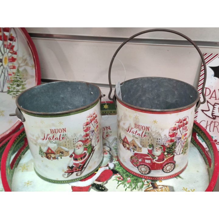 Secchiello buon natale verde/rosso assortiti 12 x 12 cm |…