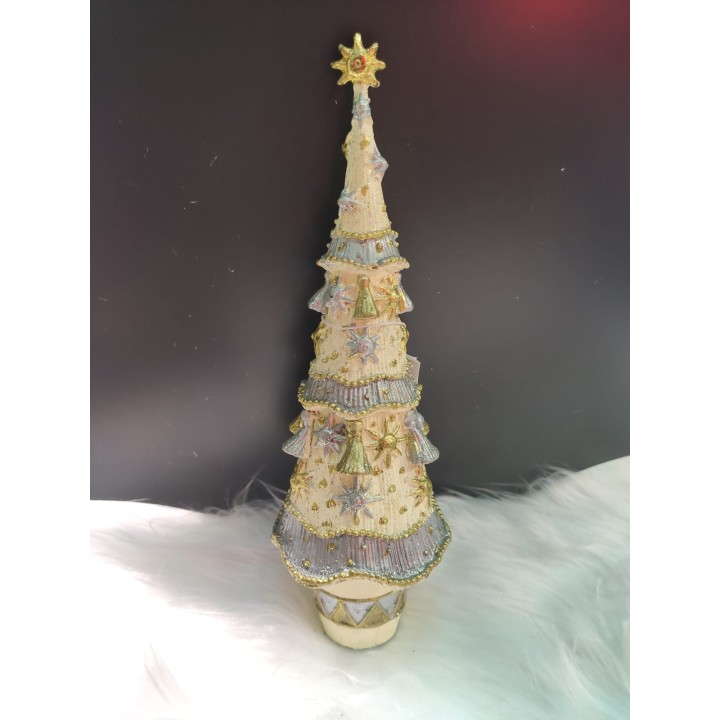 Albero decorato avorio con nappine piccolo 23 cm | CarinCasa