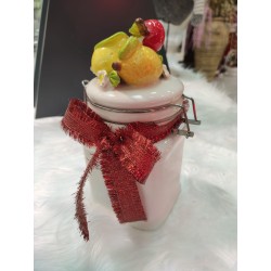 Barattolo in ceramica con tappo ermetico decoro frutta 18 cm