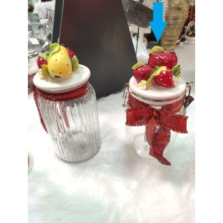 Barattolo in vetro con tappo ermetico decorato con frutta