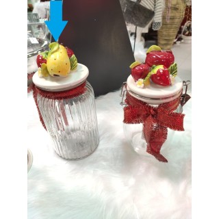 Barattolo in vetro con tappo in ceramica decorato con frutta