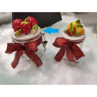 Barattolo in vetro con tappo ermetico decorato con frutta