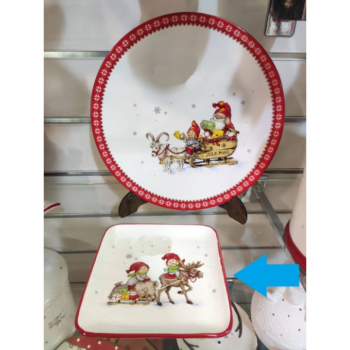 Piatto natale quadro renna con bambini 15 x 15 cm |…