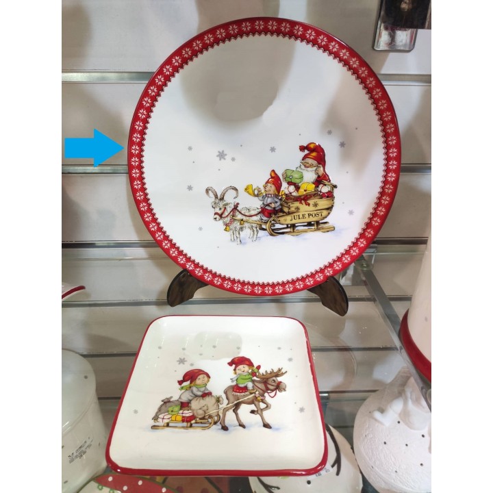 Piatto panettone babbo natale su slitta 26 cm | CarinCasa