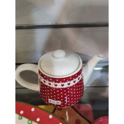 Teiera in ceramica rossa cuoricini 16,5 x 10 cm