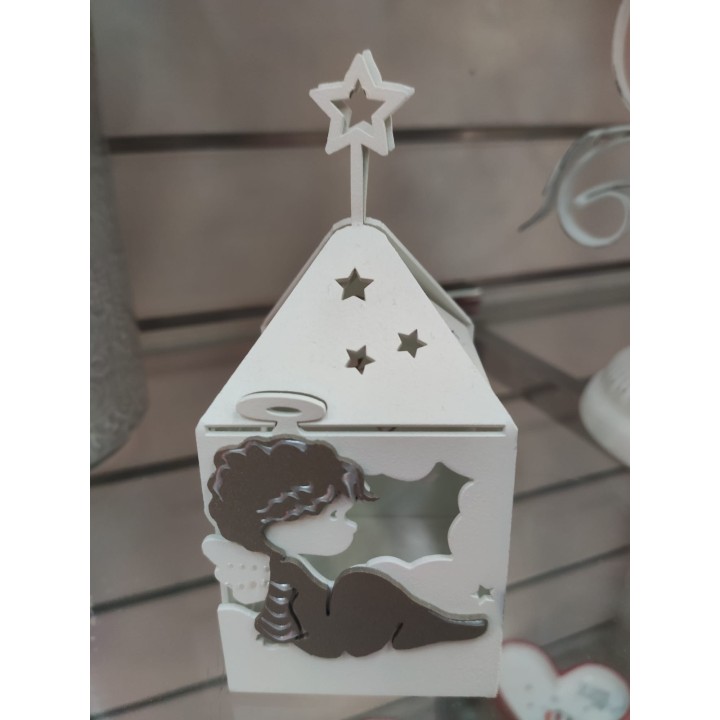 Lanterna bianca angelo tortora 7 x 7 x 14 cm | CarinCasa