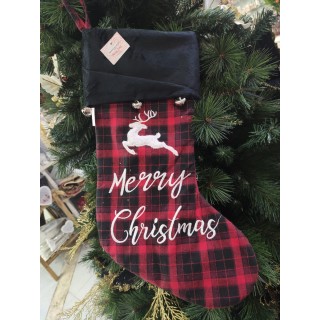 Calza scozzese renna con scritta merry christmas 40 cm |…