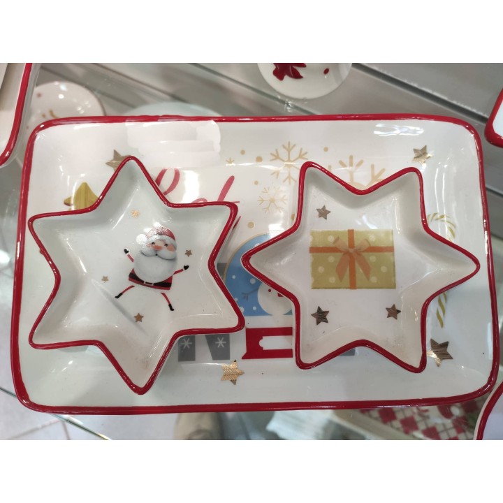 Antipastiera Natale con piattini stella 23 x 14 cm |…