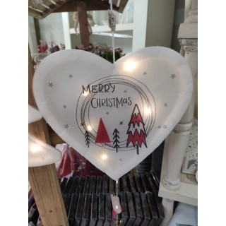 Cuore *merry christmas* con led 28 cm | CarinCasa