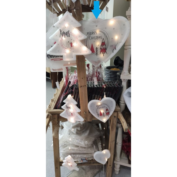 Filo con 3 cuori natalizi con led 120 cm | CarinCasa