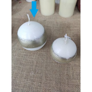 Candela sfera glamour bianca 10 x 10 cm | CarinCasa