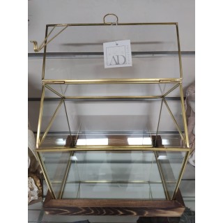 Teca bordo oro vetro/metallo/legno 23 x 17 x 22 cm |…