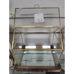 Teca bordo oro vetro/metallo/legno 23 x 17 x 22 cm