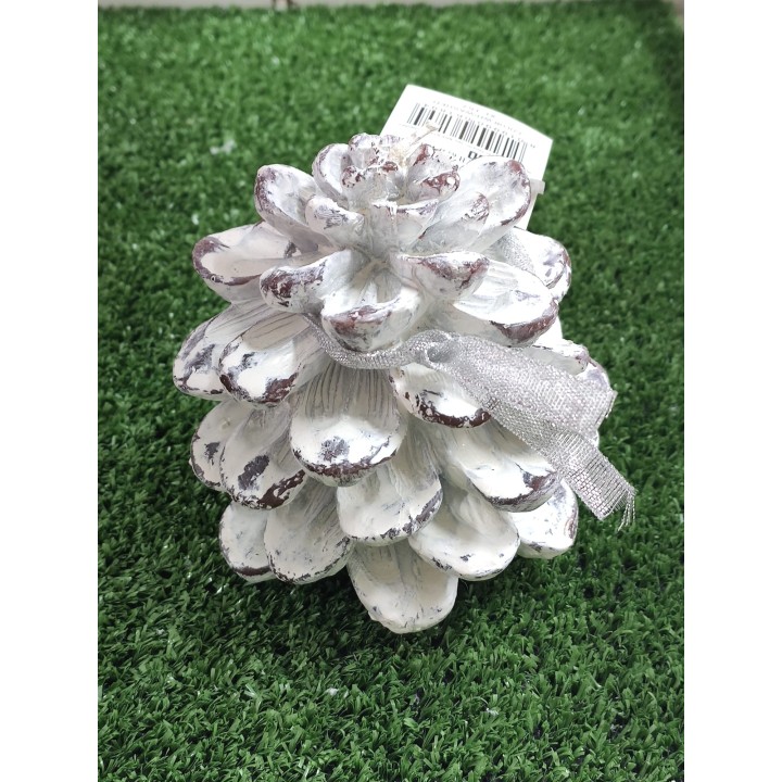 Candela natale pigna bianca 10.5 cm | CarinCasa