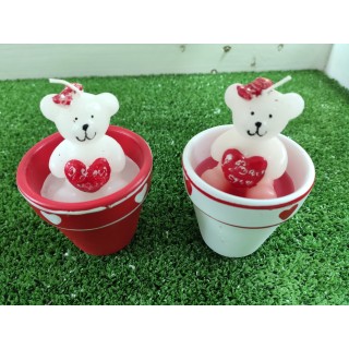 Piantina natalizia orsetto con candela colori assortiti 11…