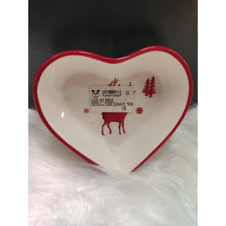 Ciotola a cuore piccola ceramica decoro Renna 15 cm |…