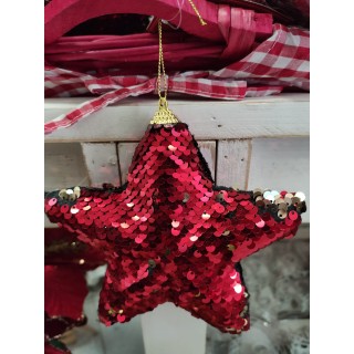 Stella rossa di natale in pailettes 15 cm | CarinCasa