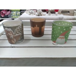 Lumino natalizio portacandela tea light assortiti con scritte in tedesco 6,5 cm