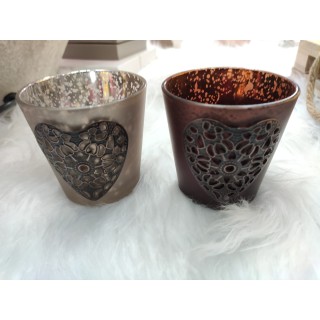 Scatola con 2 lumini vetro 7,5 cm | CarinCasa