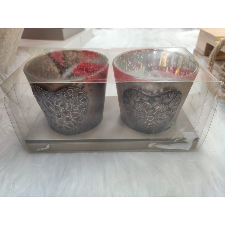 Scatola con 2 lumini vetro 7,5 cm | CarinCasa