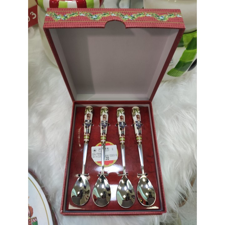 Set 4 cucchiaini/sold-dec. Nat. 15.5 cm. Porc. C.box navel…