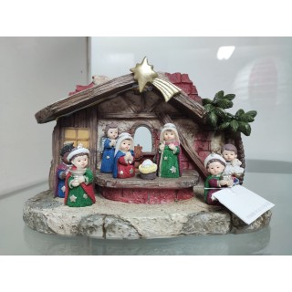 Set presepe bamb/cap. 22 cm. 10 sog. Resina luce | CarinCasa