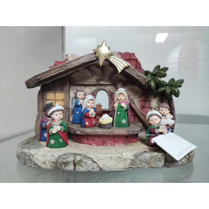 Set presepe bamb/cap. 22 cm. 10 sog. Resina luce | CarinCasa