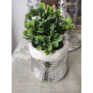Cestino sacco argento con pianta 8 x 14 cm | CarinCasa
