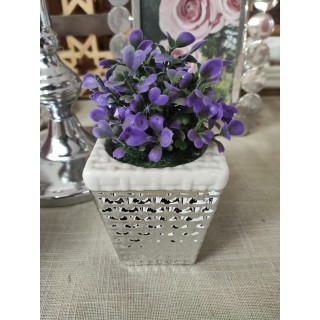 Cestino argentato con pianta 7 x 14 cm | CarinCasa