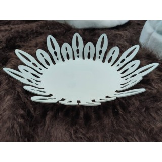 Vassoio ovale petali in metallo bianco 25x28x7 cm |…