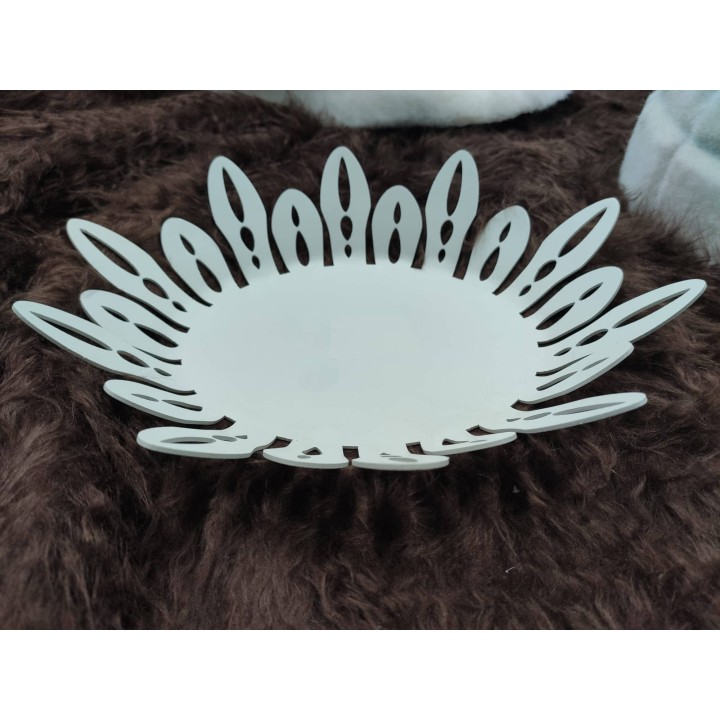 Vassoio ovale petali in metallo bianco 25x28x7 cm |…