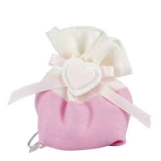 Sacchetto portaconfetti cotone rosa/bianco con cuore 10 x…